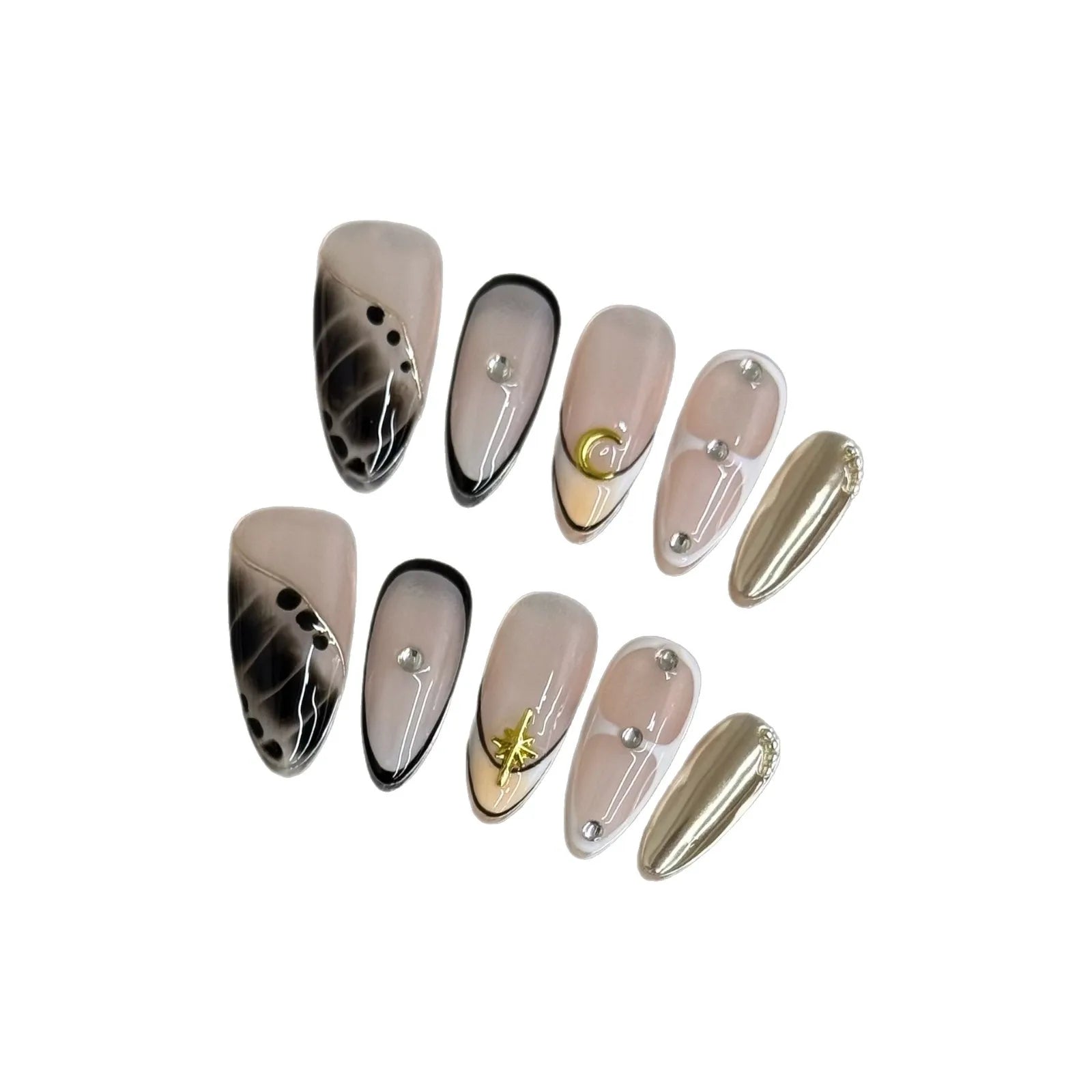 10pcs Handmade Y2k Almond Press on Nails Sweet Cool Crocodile Print Fake Nail Tips Wearable Summer Spice Girl French False Nails Peaceful Pleasures Health and Wellness