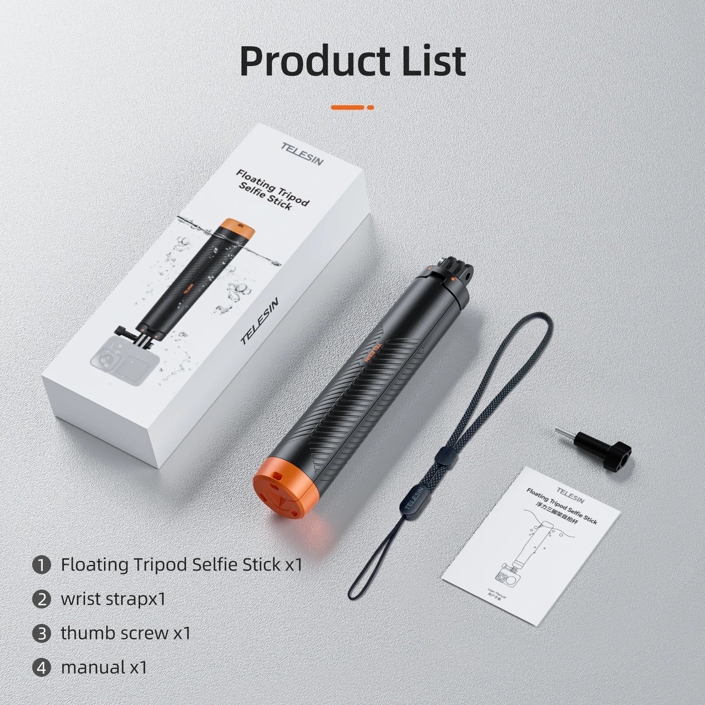 TELESIN Underwater Buoyancy Bar Diving Extendable Selfie Stick Tripod For Gopro Insta360 DJI OSMO Action Camera Accessories Peaceful Pleasures Health and Wellness Buoyancy bar Tripod