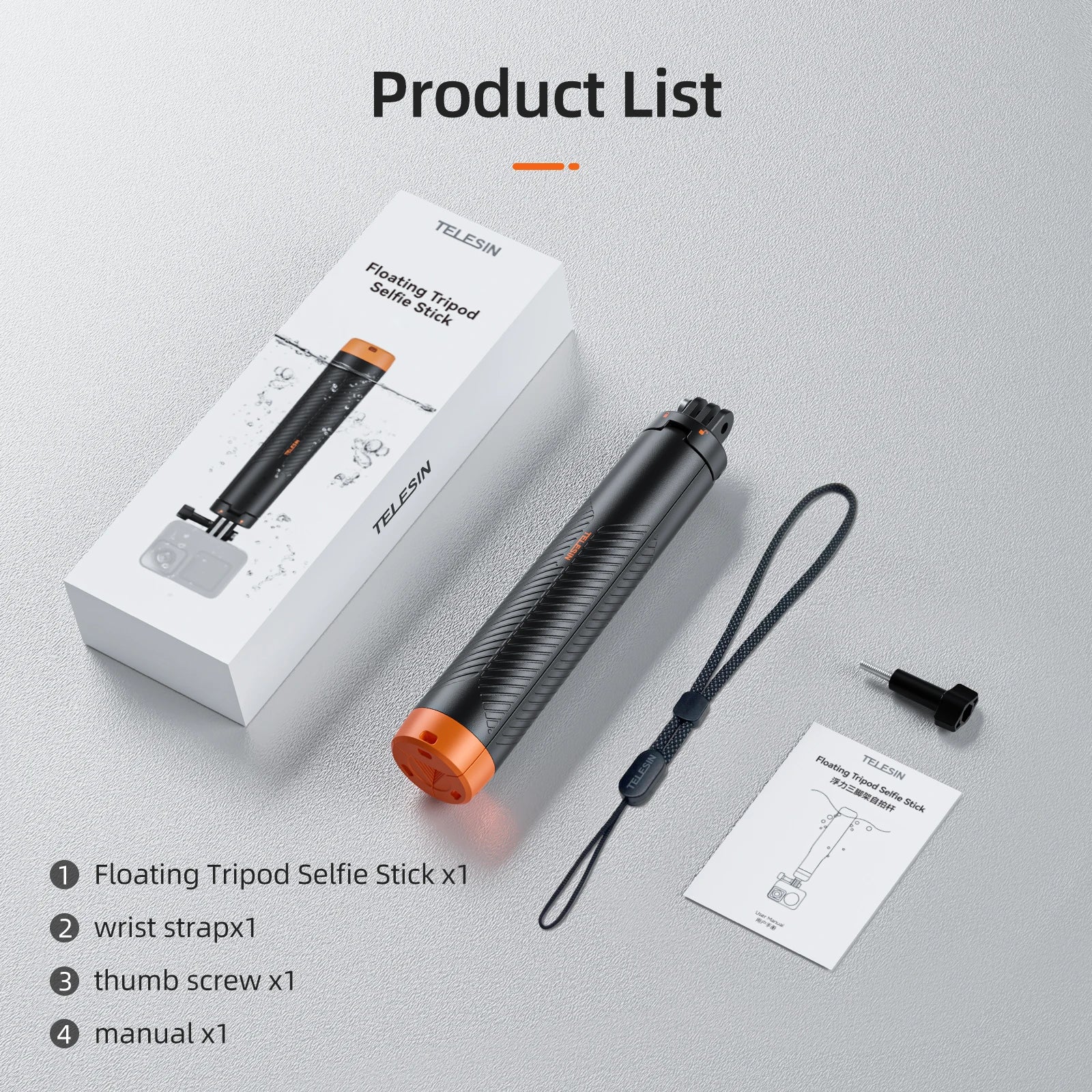 TELESIN Underwater Buoyancy Bar Diving Extendable Selfie Stick Tripod For Gopro Insta360 DJI OSMO Action Camera Accessories Peaceful Pleasures Health and Wellness Buoyancy bar Tripod