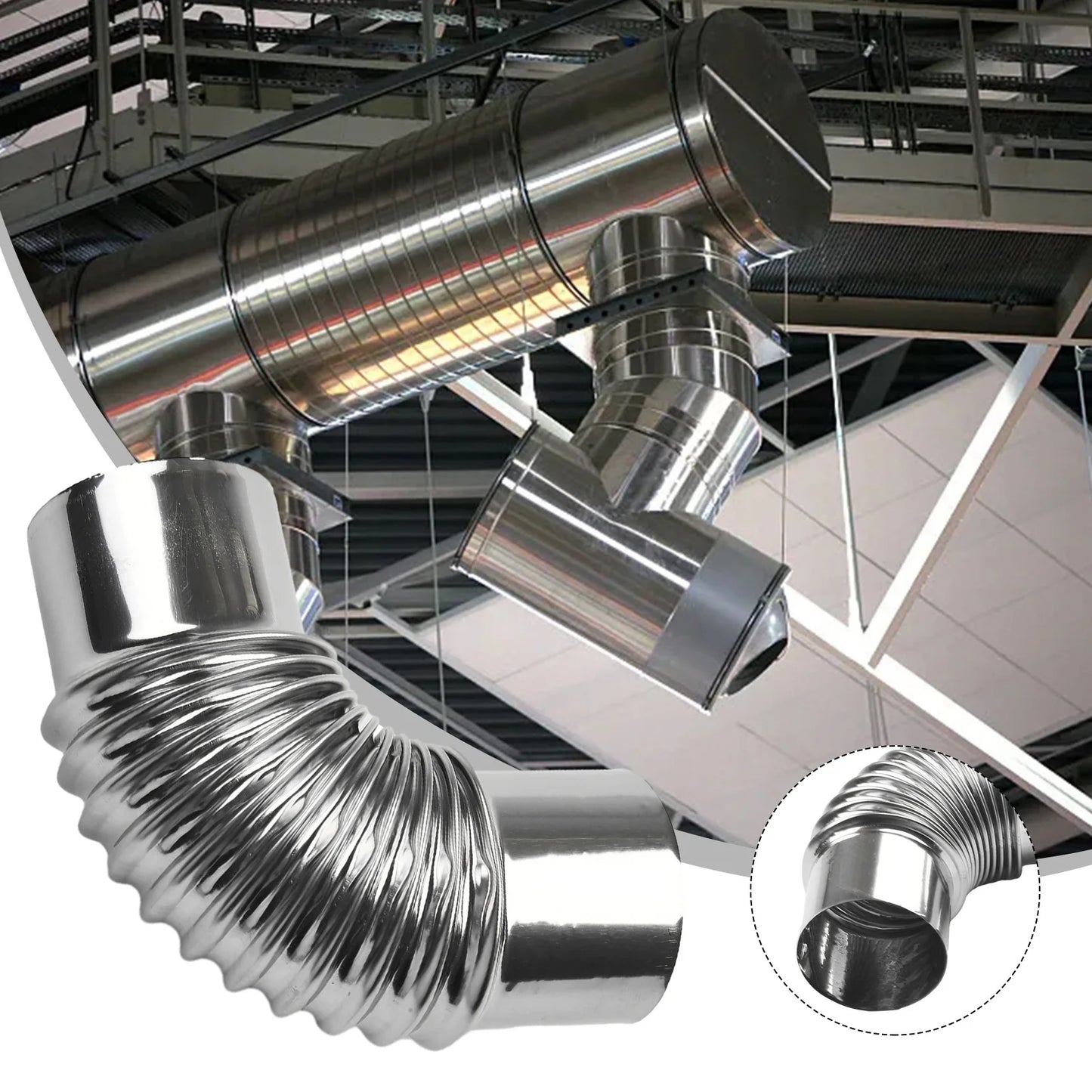 1x Stove Flue Steel Pipe Chimney Liner Bend Multi Gas Water Heater