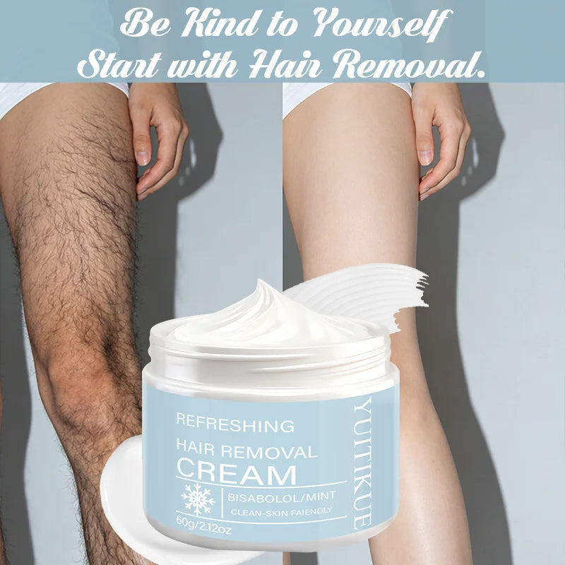 Yuitikue Refreshing Hair Removal Cream, 60g Bisabolol & Mint Infused Hair Remover for Gentle & Clean-Skin Friendly Formula Peaceful Pleasures Health and Wellness