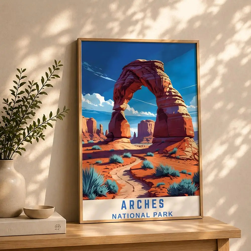 Scenery A-Arches National ParkS Poster HD Self Adhesive Waterproof Wall Art Ideal for Home Office Dorm Bedroom Great Gift Peaceful Pleasures Health and Wellness White7 40X50cmNoframe