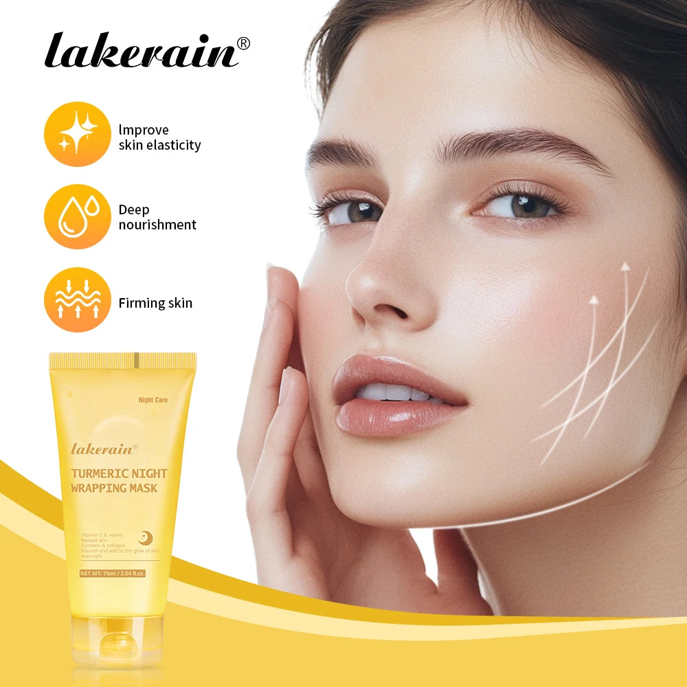 Peelable Effect Turmeric Night Wrapping Mask Smooths Roughness Skin Radiance Elasticity Moisturizing Brightening Face Mask Peaceful Pleasures Health and Wellness