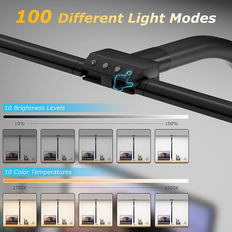 Double Head LED Clip Desk Lamp – Dimmable Architect Task Light