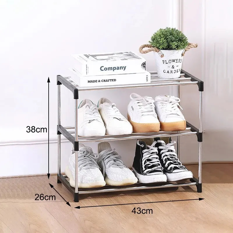 3/4 Shoe Rack Multi Layered And Space Saving Shoe Rack For Simple Household Storage And Storage Three And Four Layer Shoe Racks Peaceful Pleasures Health and Wellness Black three layer