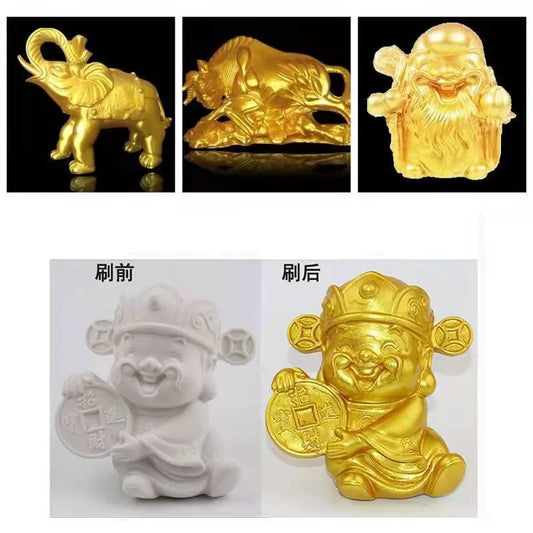 Gold Paint Water-based Bronzing Paint For Wood Gold Statue Furniture Gold Paint Safe Non-toxic Gold Foil Paint Decor Peaceful Pleasures Health and Wellness