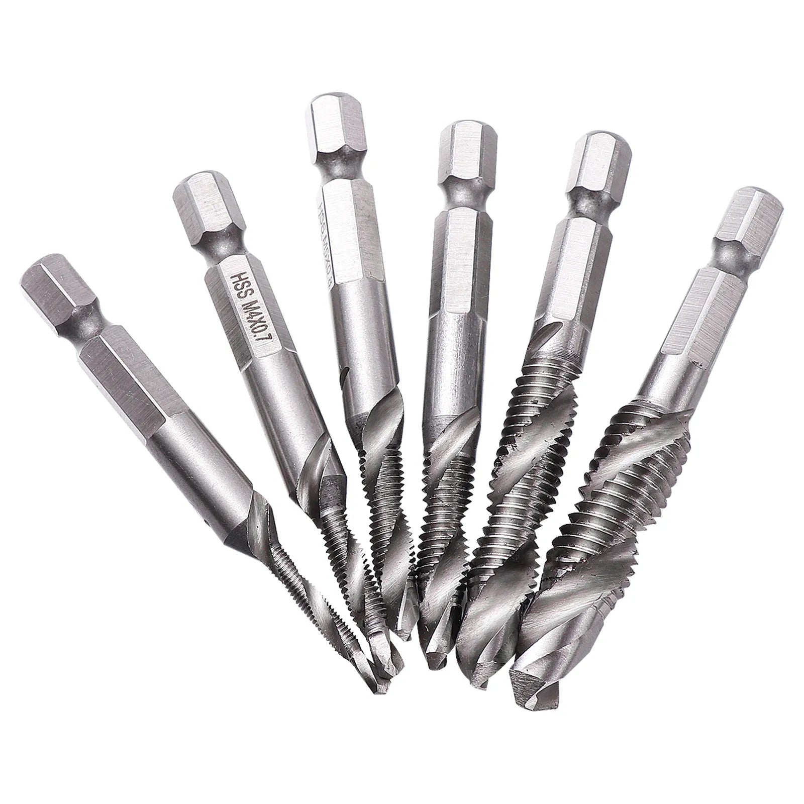 6Pcs Combination Drill Tap Bit Set All-in-One Drilling Threading Countersinking Tool for Metal Plastic DIY Engineering Peaceful Pleasures Health and Wellness Default Title