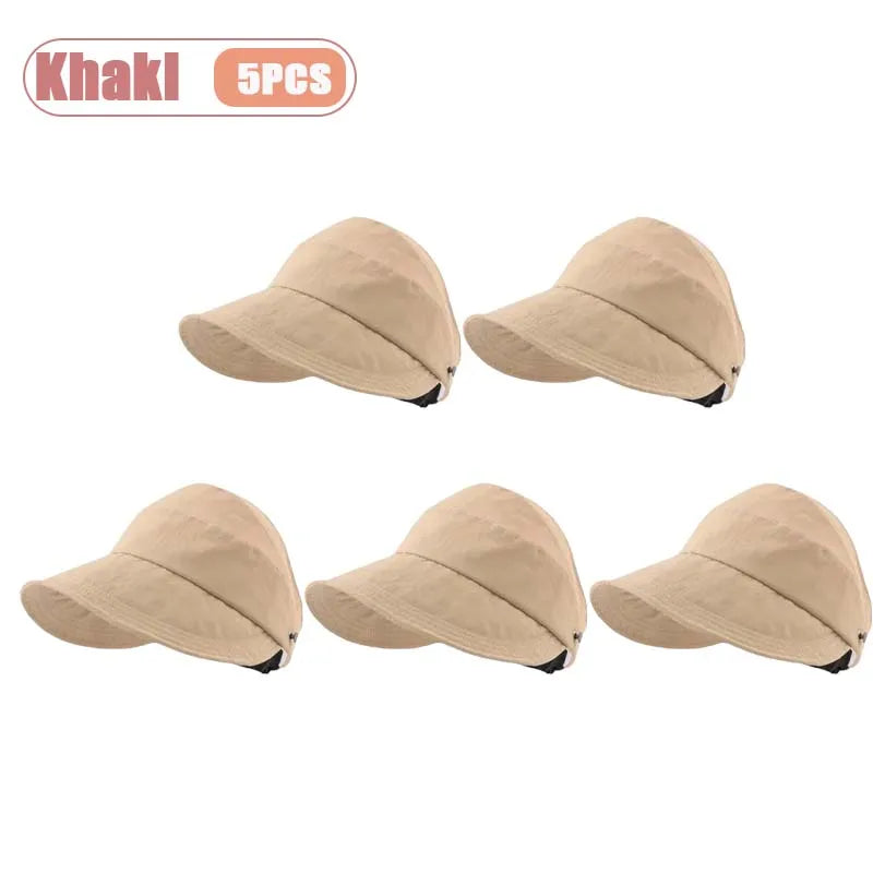 Women's Foldable Wide Brim Sun Hat – Adjustable Visor Cap