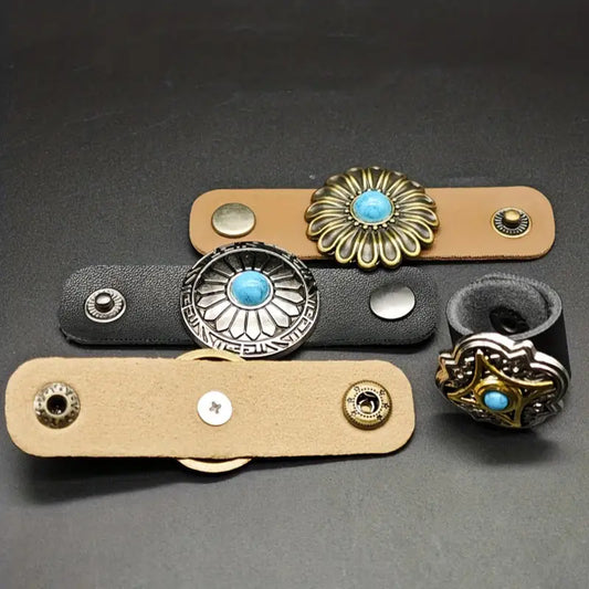 Retro Leather Scarf Ring Western-Style Scarves Buckles Neckwear Slide Fastener Securing Loop Versatile Decorative Accessories Peaceful Pleasures Health and Wellness
