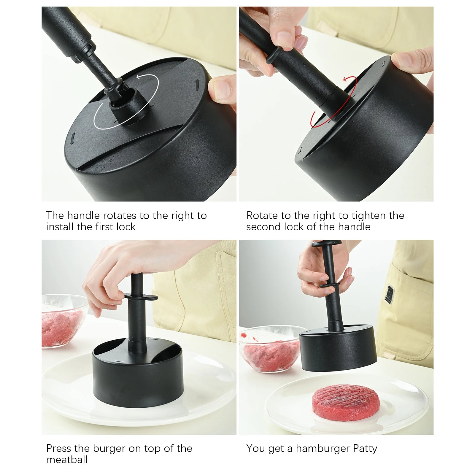 Round Hamburger Meat Pie Press Maker Food Grade Lightweight Manual Hamburger Patty Maker Making Mold Tool Kitchen Supplies Peaceful Pleasures Health and Wellness