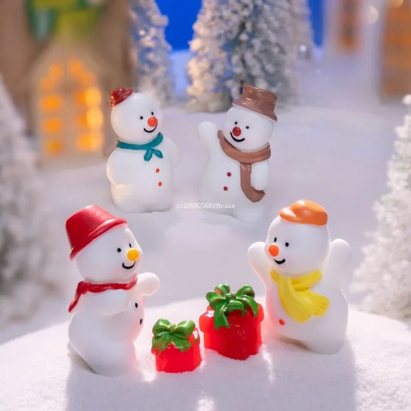 Mini Christmas Snowman Figurine Cartoon Snow Man Doll Miniature Snowman Statue Desktop Micro Landscape Accessories Home Decor Peaceful Pleasures Health and Wellness