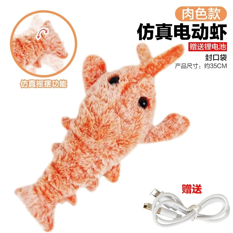 Electric Jumping Shrimp Cat Toy | USB Rechargeable Plush Pet Toy