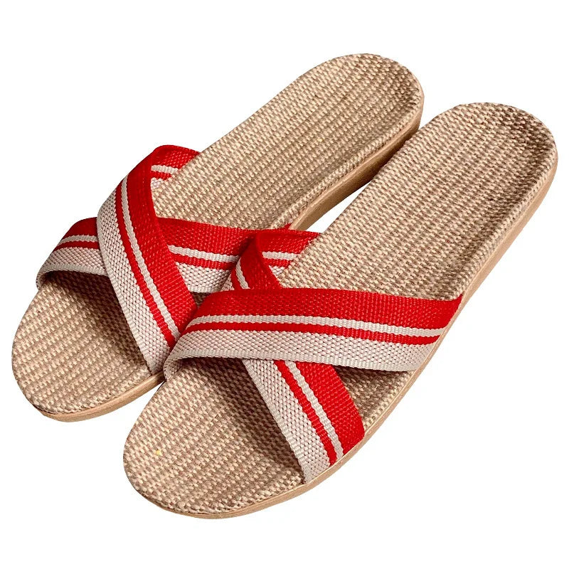 JPNTKY Men's Linen Beach Flip Flops & Indoor Slippers