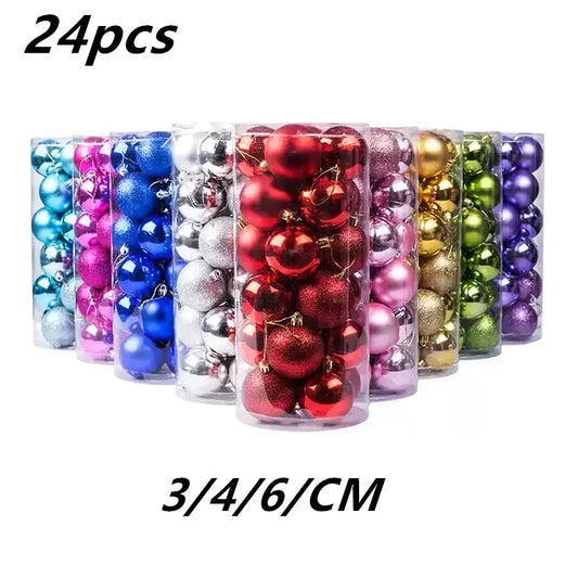 3/4/6cm 24Pcs Christmas Tree Balls Multicolor Xmas Ball Decorations Glitter Christmas Baubles Ornament Ball Party Home Decor Hot Peaceful Pleasures Health and Wellness