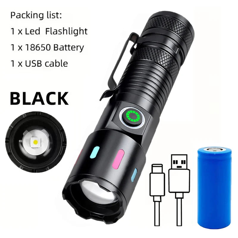 Mikenoon Rechargeable LED Flashlight | Zoomable, 500m Beam