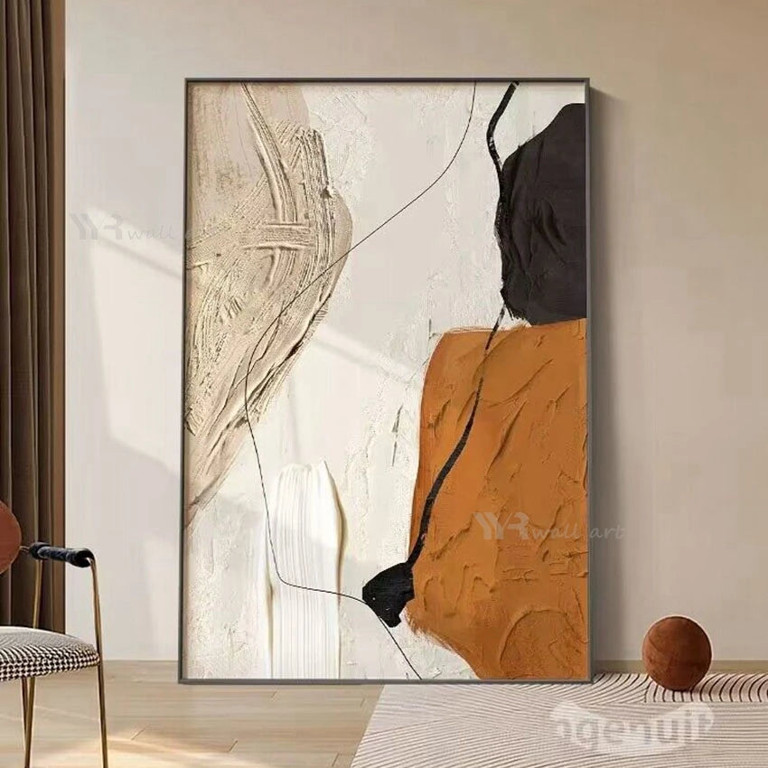 Nordic Modern Abstract Color Matching Thick Oil Handmade Oil Painting For Home Decoration Bedroom Dining Room Living Room Mural Peaceful Pleasures Health and Wellness