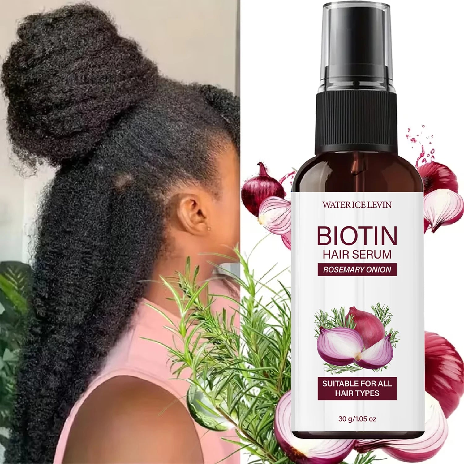 Biotin Rosemary Onion Hair Growth Serum | All Hair Types Hair Growth Serum Peaceful Pleasures Health and Wellness