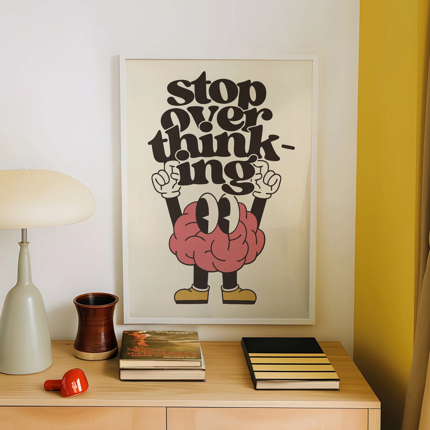 Stop Overthinking Brain And Shoes Wall Art Prints Canvas Painting Poster Picture For Living BedRoom Home Decor Peaceful Pleasures Health and Wellness