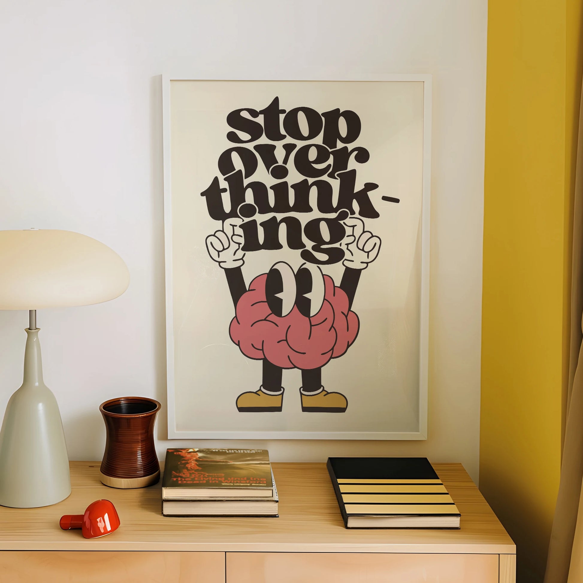 Stop Overthinking Brain And Shoes Wall Art Prints Canvas Painting Poster Picture For Living BedRoom Home Decor Peaceful Pleasures Health and Wellness