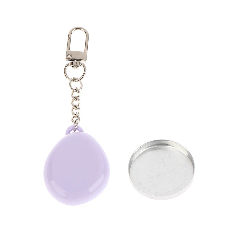 Colorful Keychain Empty Makeup Compact Diy Refill Case With Aluminum Tray Portable Cosmetic Storage Small Blush Container Peaceful Pleasures Health and Wellness Purple Keychain