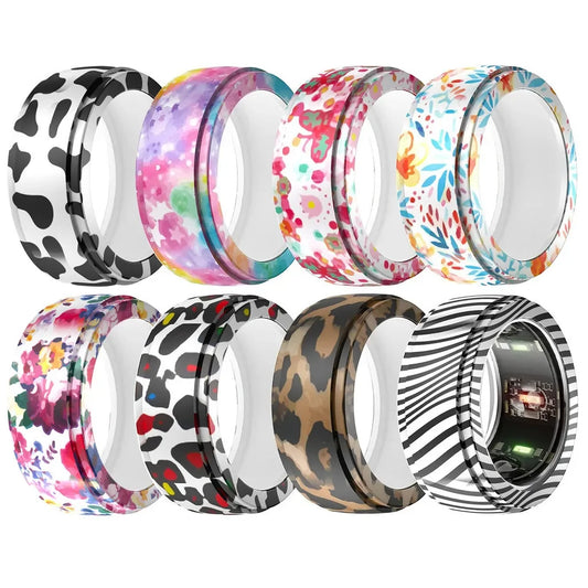 8 Pack for Samsung Galaxy Ring Case and Oura Ring Gen3 Cover Anti-Scratch Soft Silicone Funda Peaceful Pleasures Health and Wellness random 8 Pack M for 11 12 13