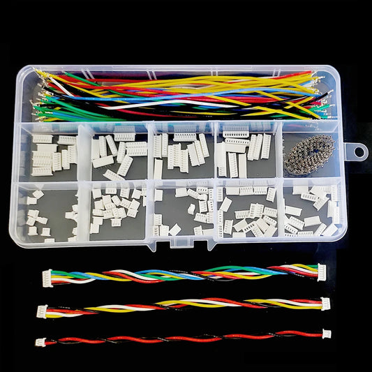 1Box Mini JST 1.25mm Connector Kit MX 1.25 Pitch 2/3/4/5/6/7/8/9/10 Pin Female Housing Pre-Crimped 28AWG Silicone Cables Wires Peaceful Pleasures Health and Wellness Default Title