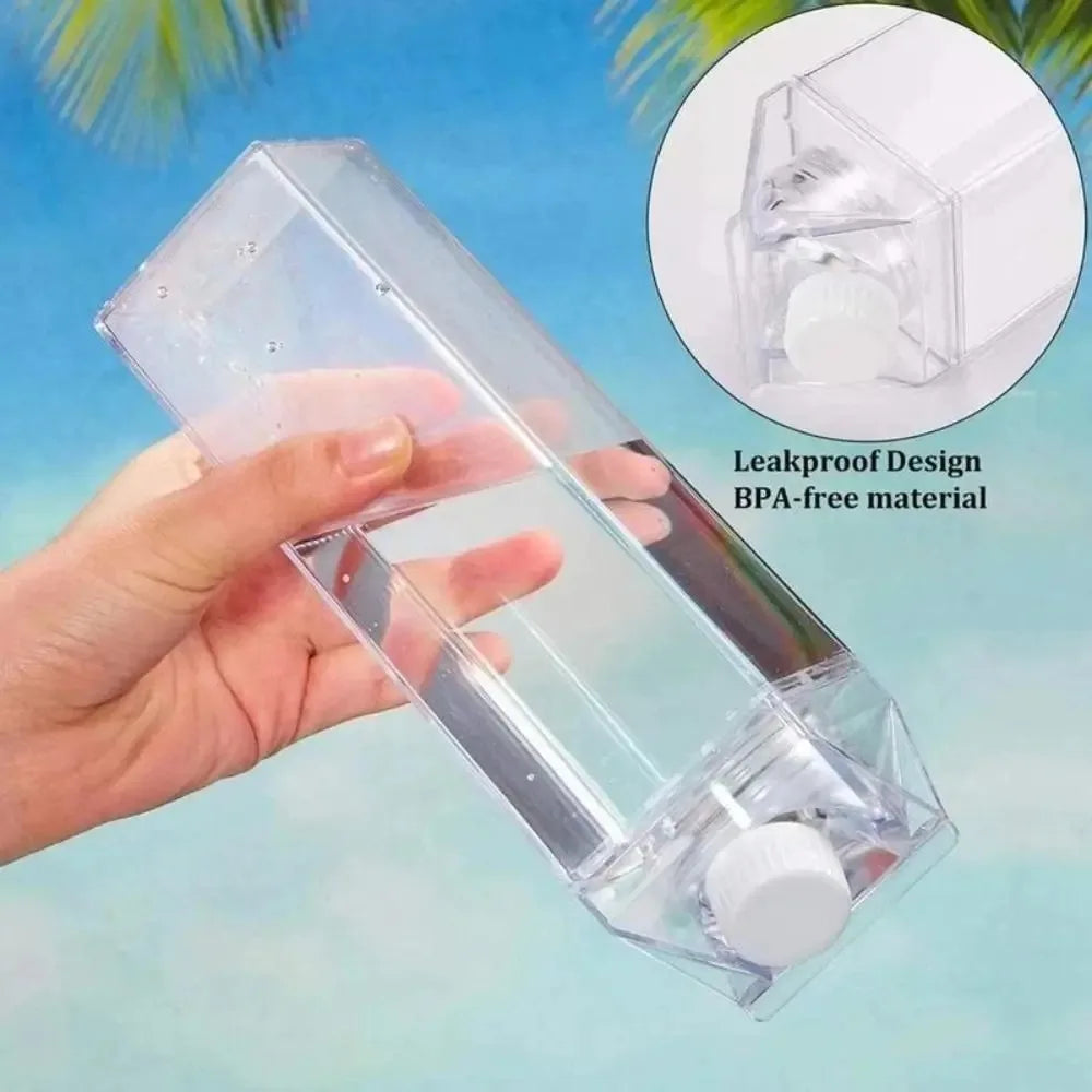 500ml/1000ml Milk Carton Water Bottle Transparent Plastic Portable Clear Box for Juice Tea Milk Bottles Drinking Cup Reusable Peaceful Pleasures Health and Wellness