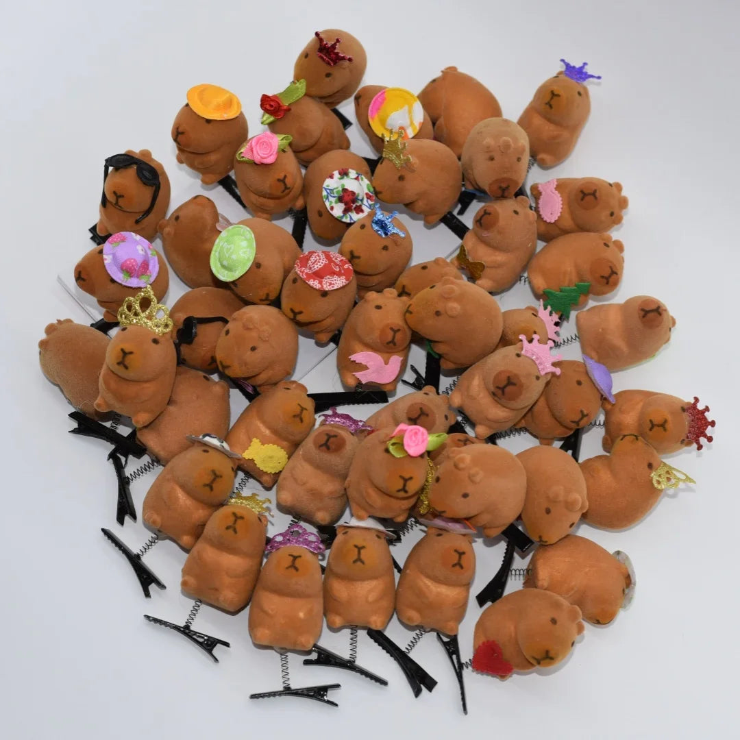 Kawaii 3D Capybara Bow Hair Clips – Duckbill Bangs Clips