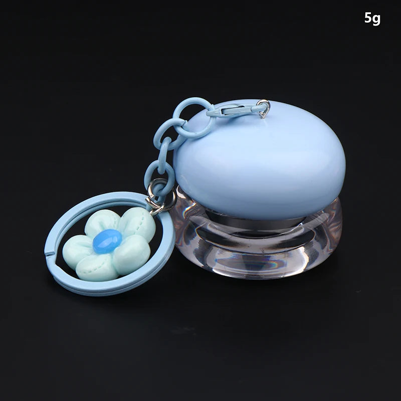 1Pc 5g Mini Empty Plastic Lip Mask Jar with Keychain Pendant Lip Balm Canister Cream Lip Balm Container Lipstick Makeup Holder Peaceful Pleasures Health and Wellness Blue