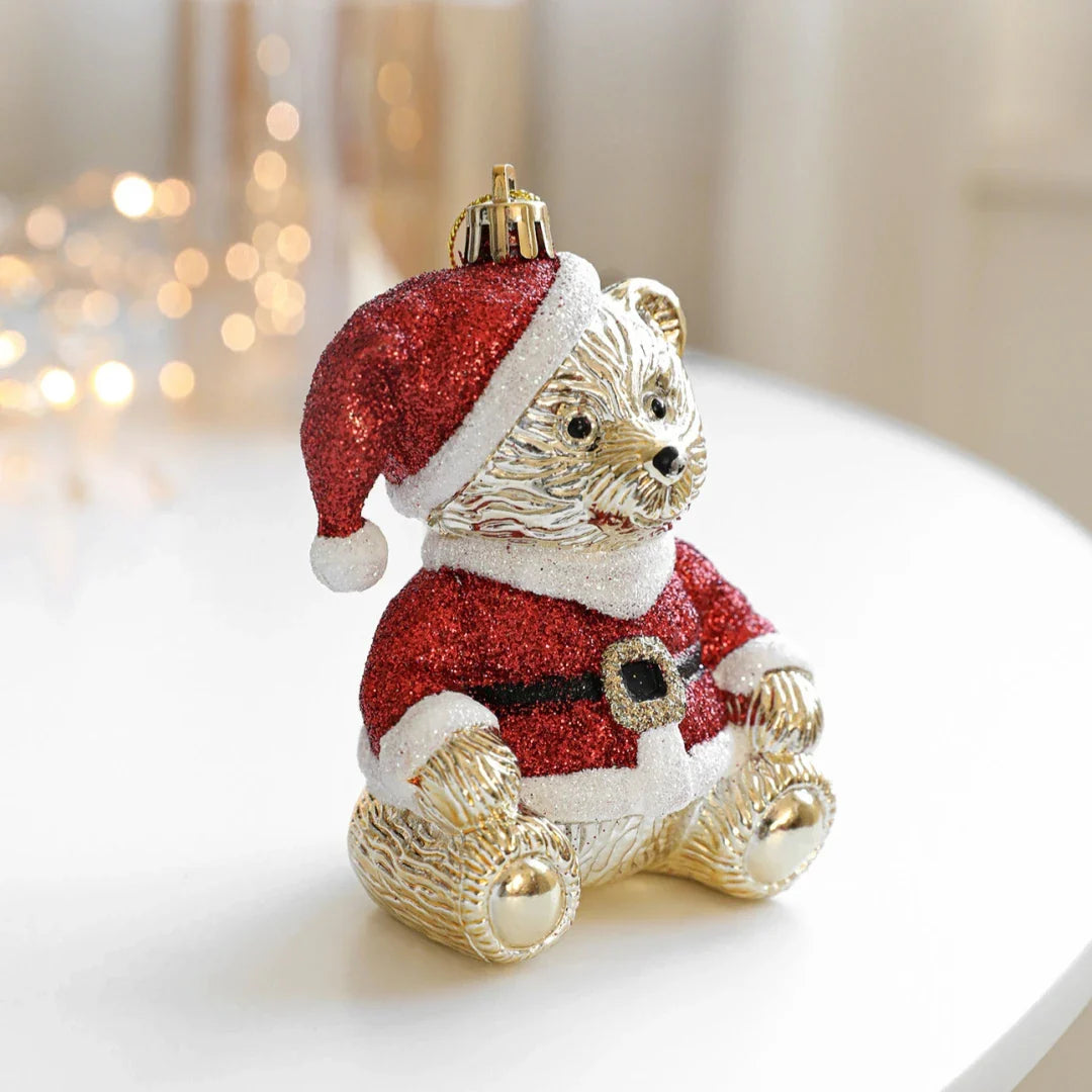 Gold & Red Cartoon Christmas Tree Hanging Ornament