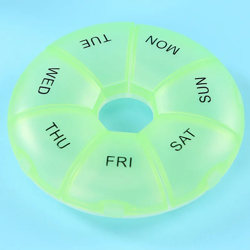 7-Day Weekly Pill Organizer | Portable Round Travel Pill Case