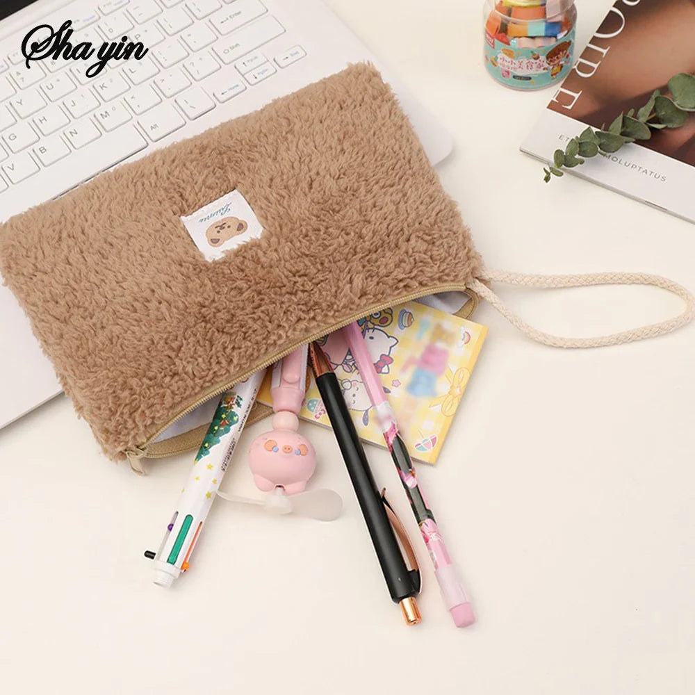 Large Plush Travel Makeup Bag & Cosmetic Organizer Pouch