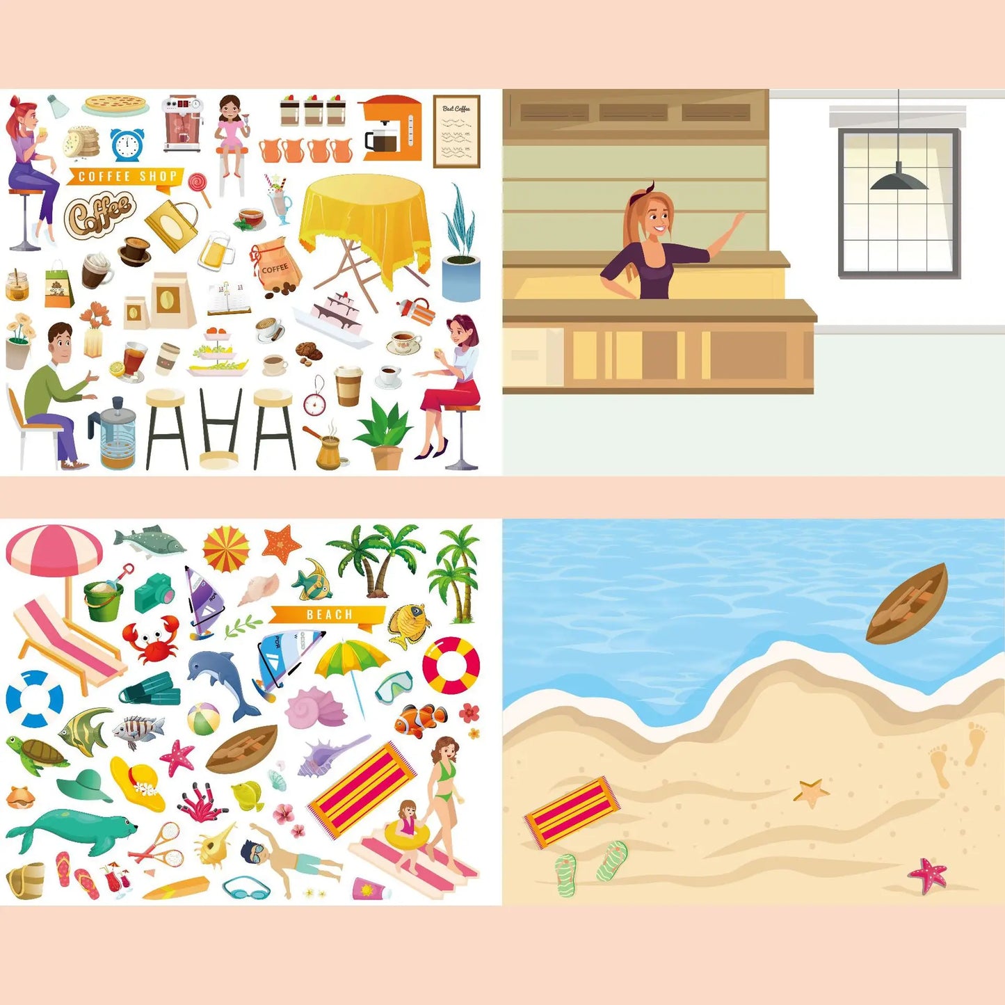 Reusable Sticker Book Kids DIY Coloring City Map Stickers Fun Early