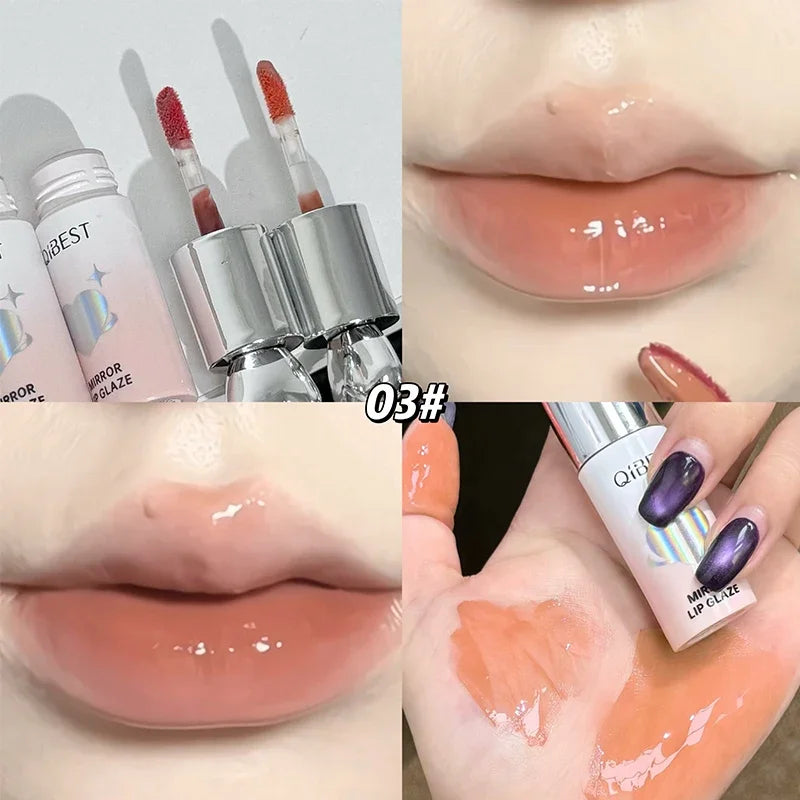 QIBEST Moisturizing Plump Lips Mirror Effect Lip Color Non Greasy Texture Lipgloss Pigment Not Easy To Stick Lightly Lip Glaze Peaceful Pleasures Health and Wellness 03