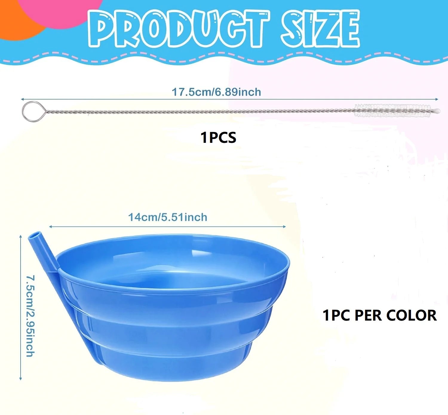 4PCS Cereal Bowls with Straws for Kids 20 Ounce BPA-Free Plastic Reusable Bowls with Built-In Straws for Children Peaceful Pleasures Health and Wellness