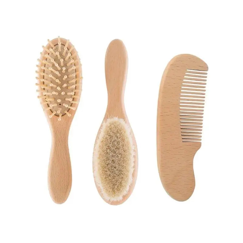 Baby Hair Comb Set 3-Piece | Beech Wool Brush & Scalp Massager