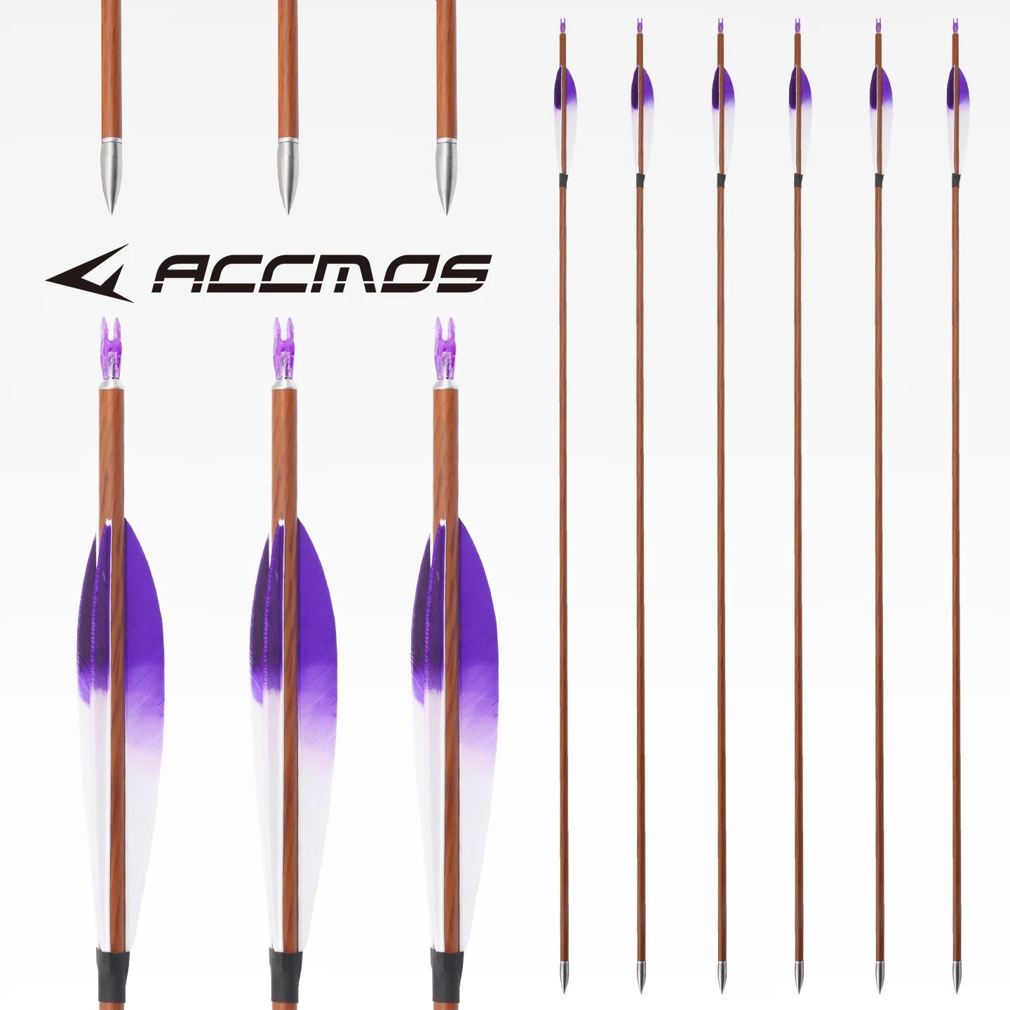 ACCMOS 1m Wood Skin Pure Carbon Arrows ID6 2m Sp400 500 600 700