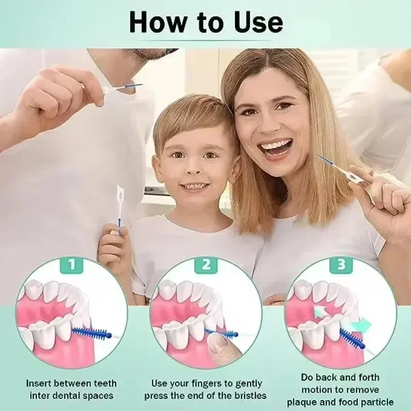 Interdental Silicone Brushes 40 Units Dental Toothpicks Brush Between Teeth Silicone Toothpicks with Thread Oral Cleaning Tools Peaceful Pleasures Health and Wellness