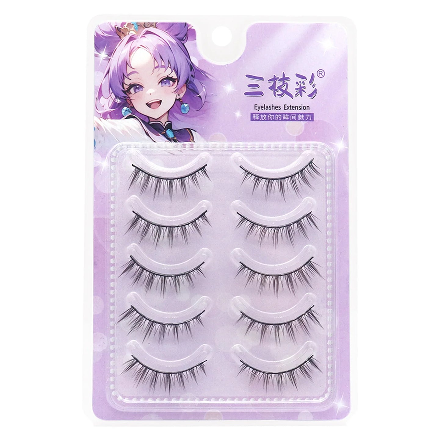 5 Pairs DIY Anime Full Strip Lashes Doll Eye Natural Asian False Eyelashes Thick Thin Black Stem Korean Idol Style Fake Lashes Peaceful Pleasures Health and Wellness style 4