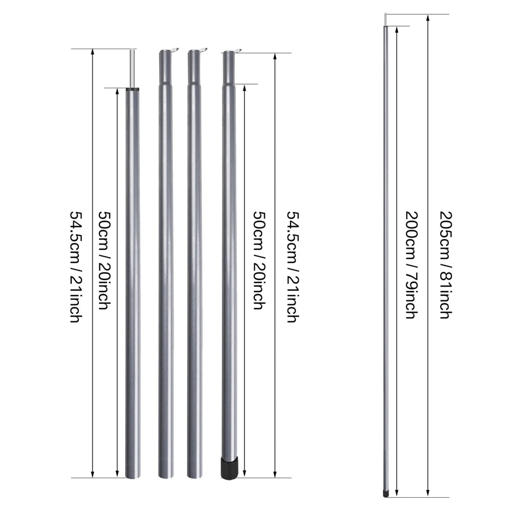 2 Pack Tent Poles Telescoping Adjustable Height Aluminum Camping Tarp Poles Easy Adjustable Lightweight for Camping Hiking Gifts Peaceful Pleasures Health and Wellness Set of 2 Sliver 2.0m
