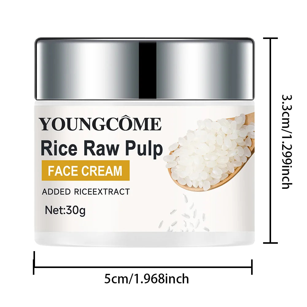Rice Cream Promotes Elasticity Radiance MoisturizesNouriTheshes LocksMoisture Anti Aging Face Lifting Nourishing Repair Collagen Peaceful Pleasures Health and Wellness 30G