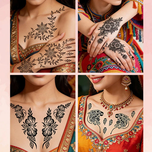 Black Henna Temporary Tattoo – Mandala Mehndi Body Stickers Temporary Tattoo Stickers Oasis Select