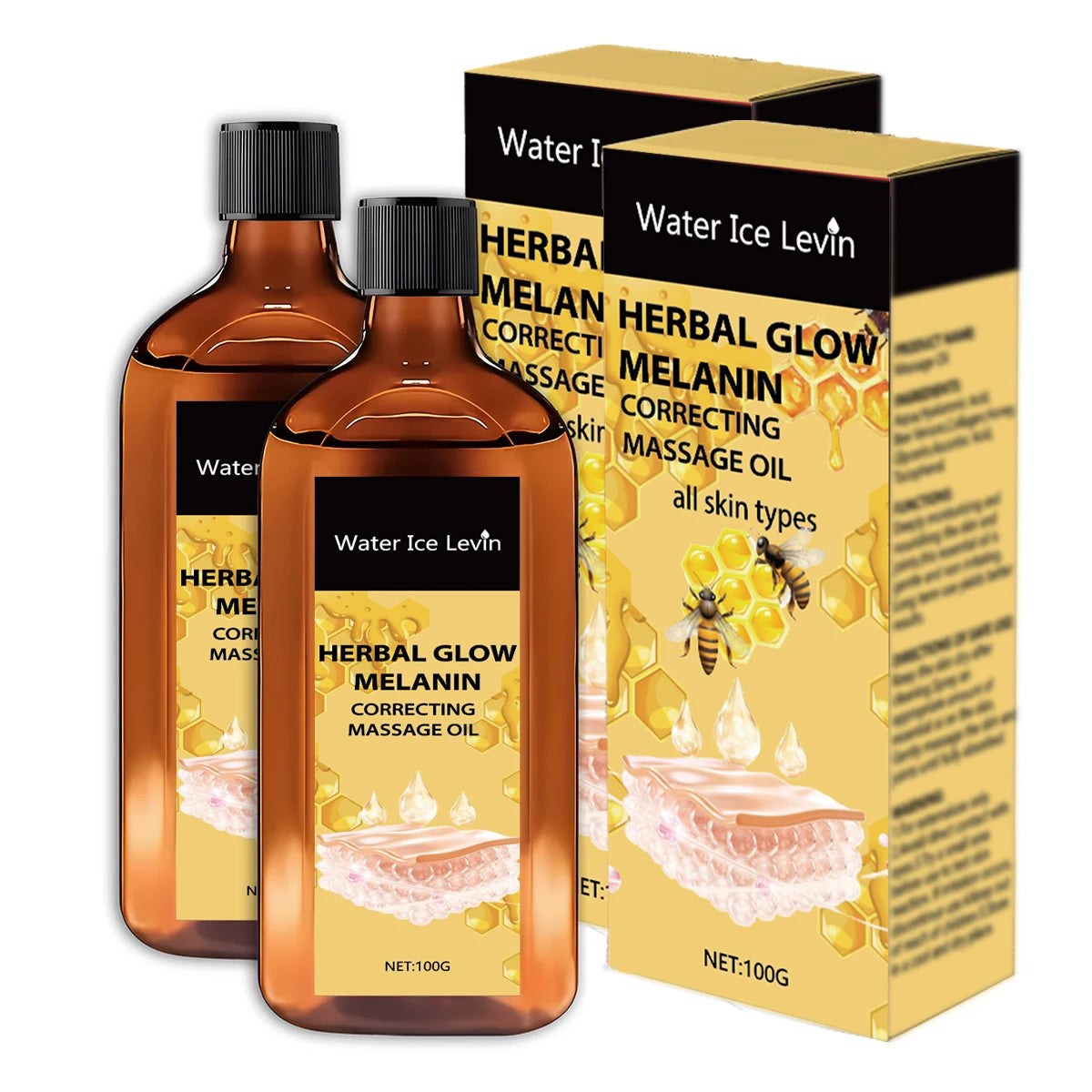 Herbal Glow Melanin Correcting Oil | Bee Venom & Vitamin C Brightening Face Oil Peaceful Pleasures Health and Wellness GOLD 100g