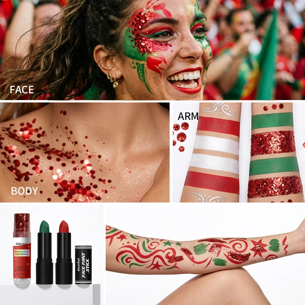 Face Paint Stick Set Multiple National Flag Color Safe Non-Toxic High Pigment Body Paint Stick for Halloween Cosplay Sport Event Peaceful Pleasures Health and Wellness