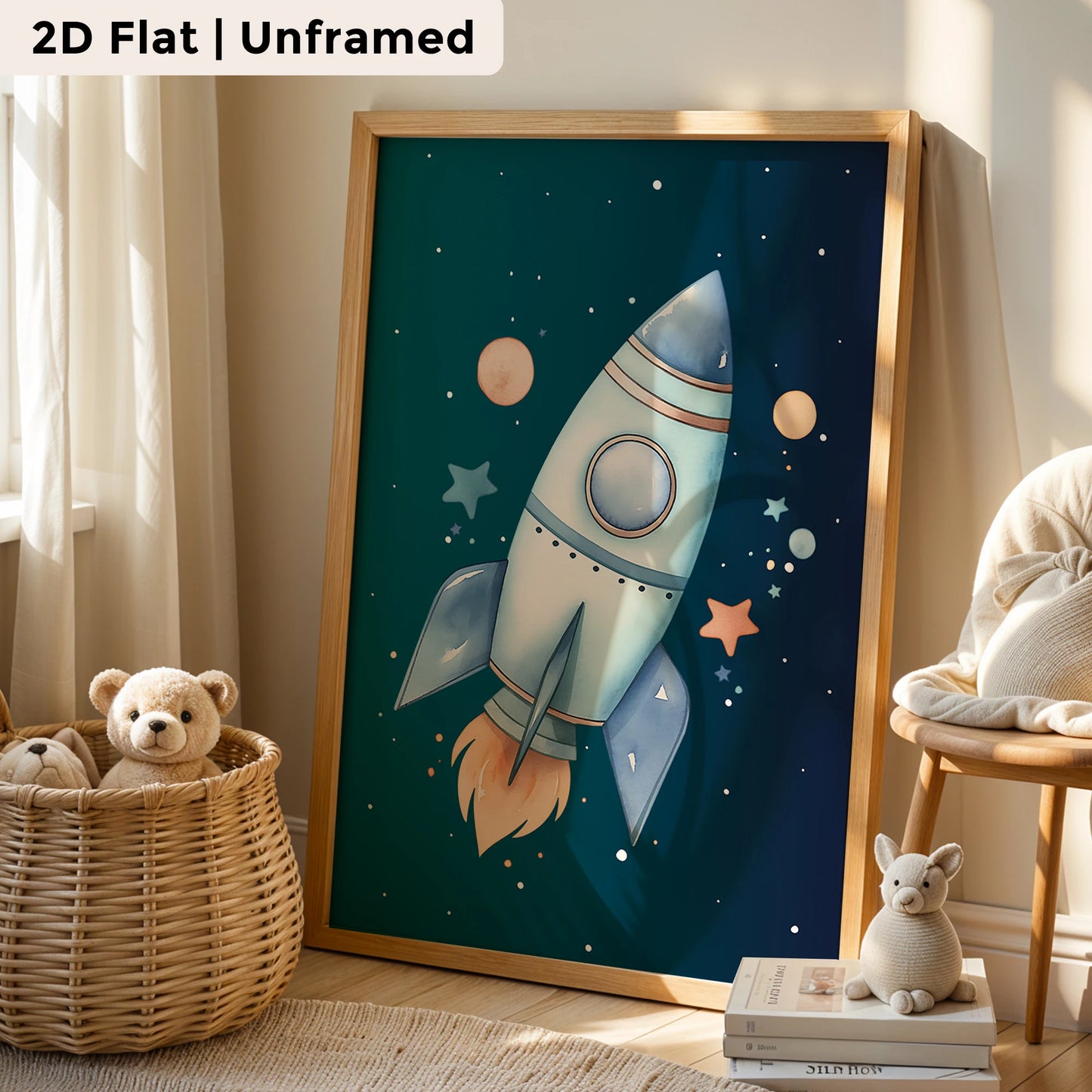 3-Piece Rocket Astronaut Canvas Wall Art | Kids Room Decor