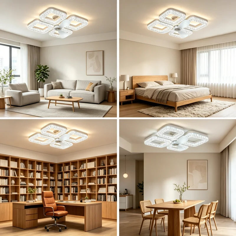 RUNTOIN 48W Smart LED Ceiling Fan Light | Dimmable Remote