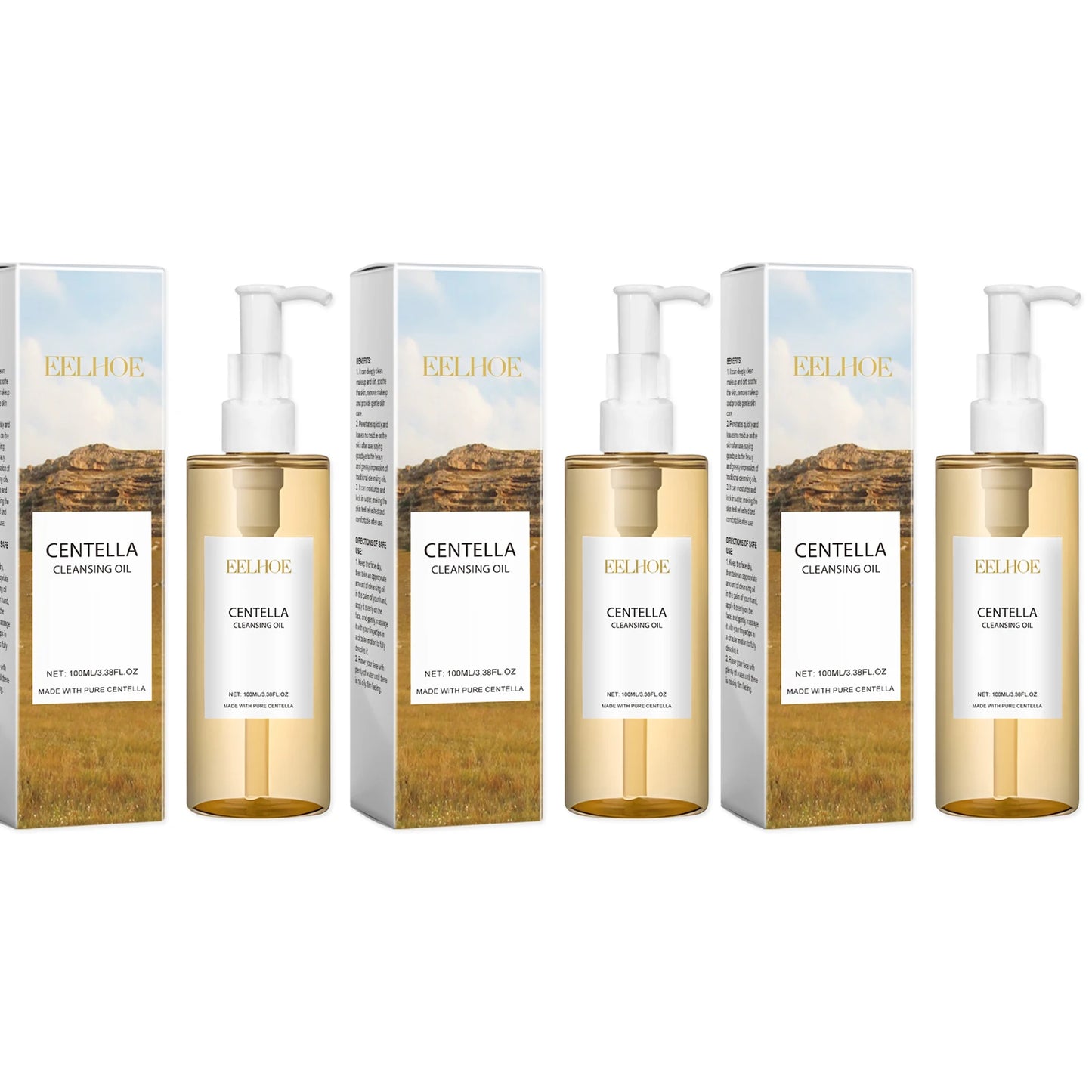 Centella Cleaning Oil Deeply Moisturizing Effectively Cleaning Makeup and Dirt Soothing Skin Gentle Cleansing Makeup Remover Oil Peaceful Pleasures Health and Wellness 3 x 100ml Boxed