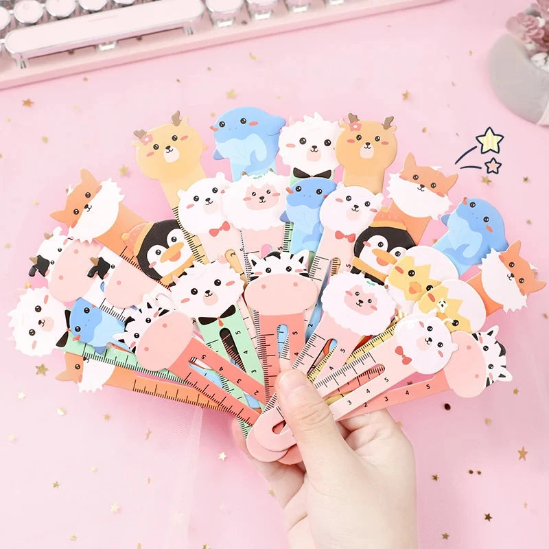 50-Pack Cartoon Animal Bookmarks Dual-purpose Rulers Office School