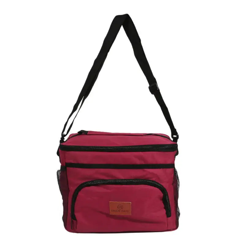 Insulated Picnic Bags Large Capacity Portable Outdoor Hand-held Ice Pack Locked Cold and Dirt Resistant Lunch Box Bag Peaceful Pleasures Health and Wellness wine red