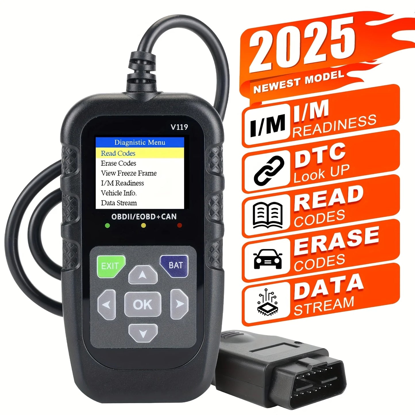 OBD2 Scanner Car Diagnostic Code Reader – Clears CEL Peaceful Pleasures Health and Wellness black